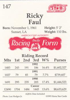 1993 Jockey Star #147 Ricky Faul Back